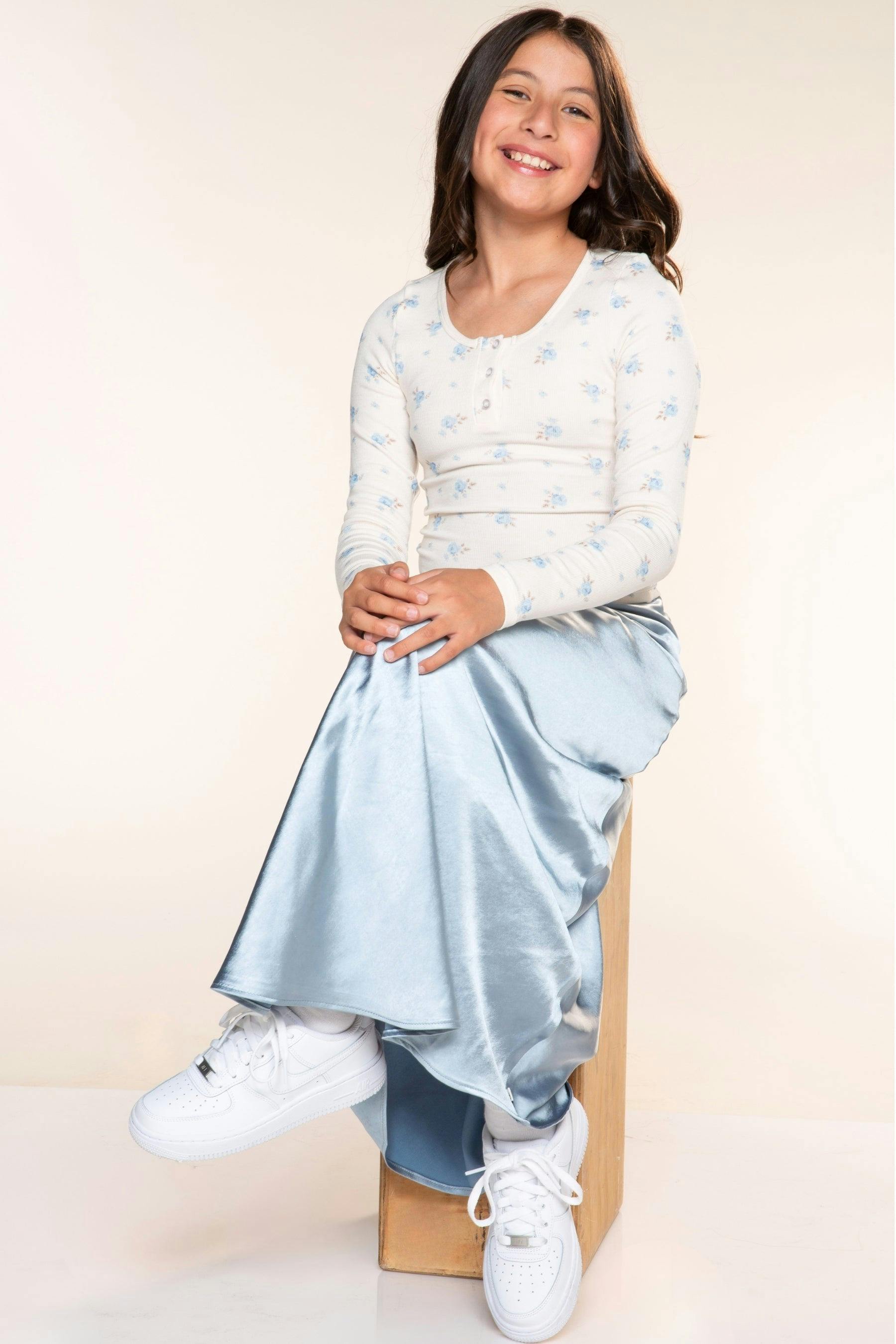 Washed Satin Maxi Skirt