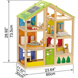All Seasons Wooden Dollhouse - Kids Furnished Wooden Playset