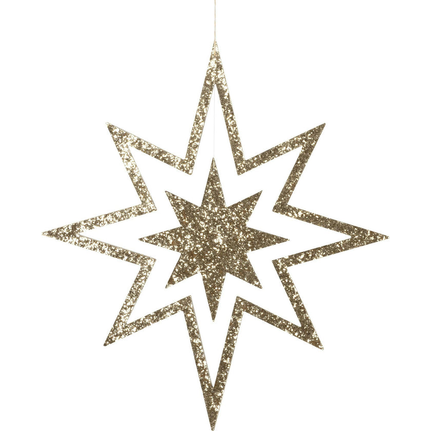 Large Glitter Wooden Star Decorations