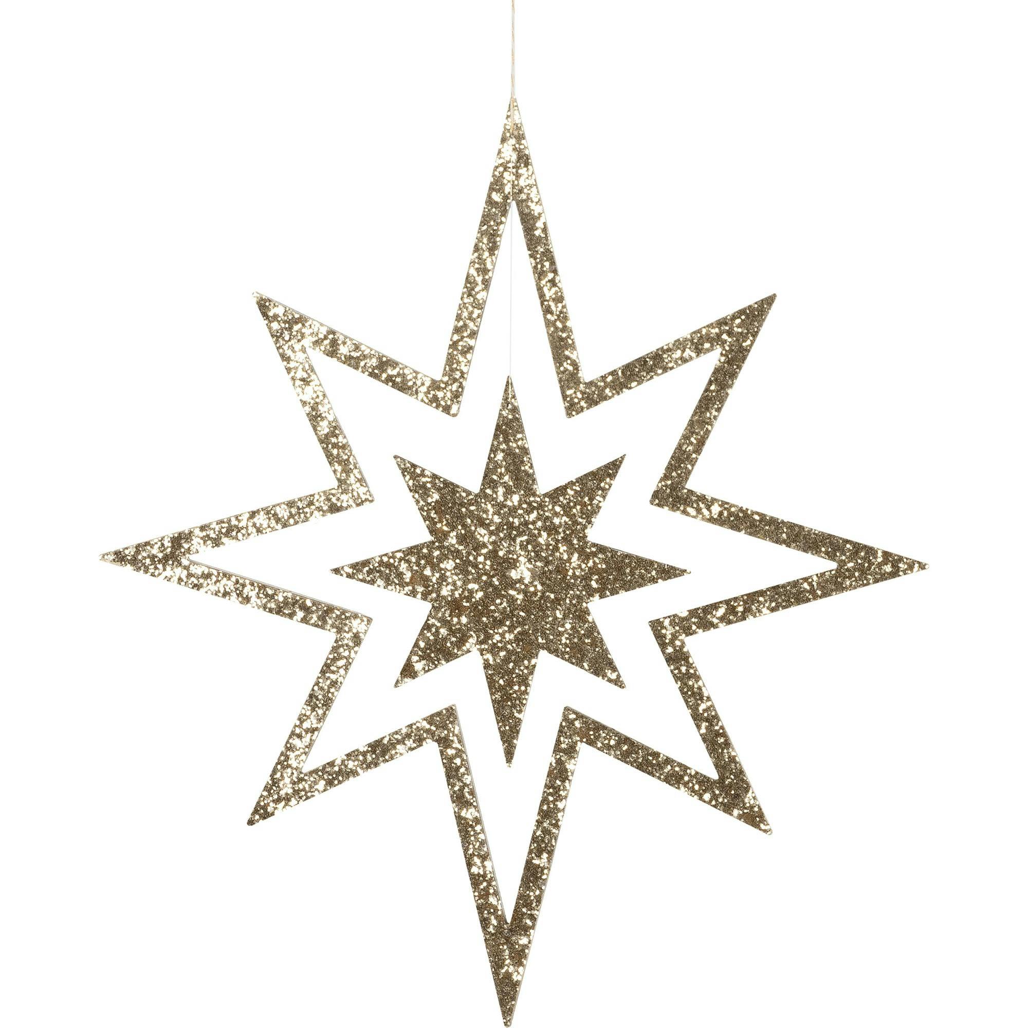 Large Glitter Wooden Star Decorations