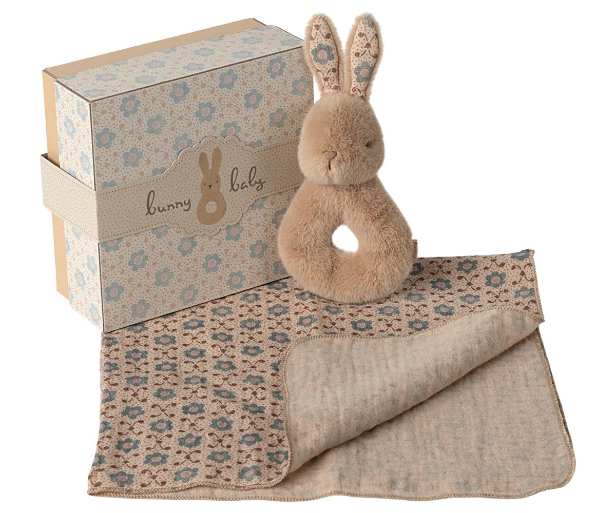 Rabbit rattle set - Cream peach