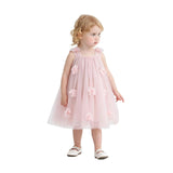 Pink Flower-Embellished Tulle Dress