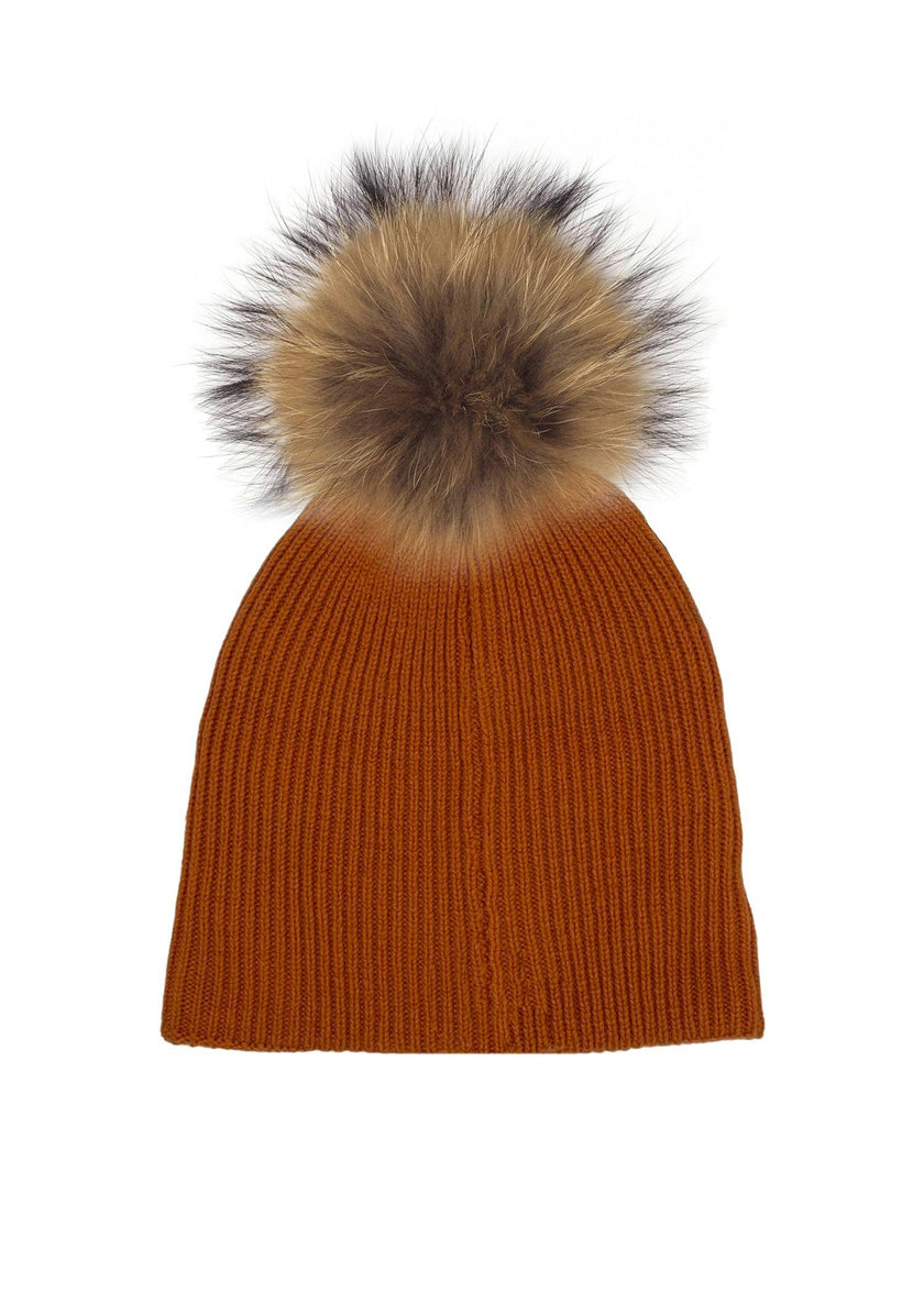Knitted Wool Hat With A Genuine Fur Pom (TikTok)
