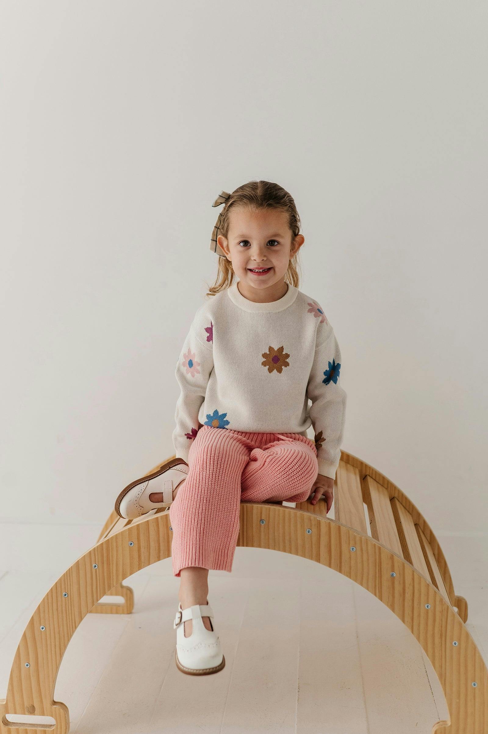 Girls Knit Sweater in Flower Pop