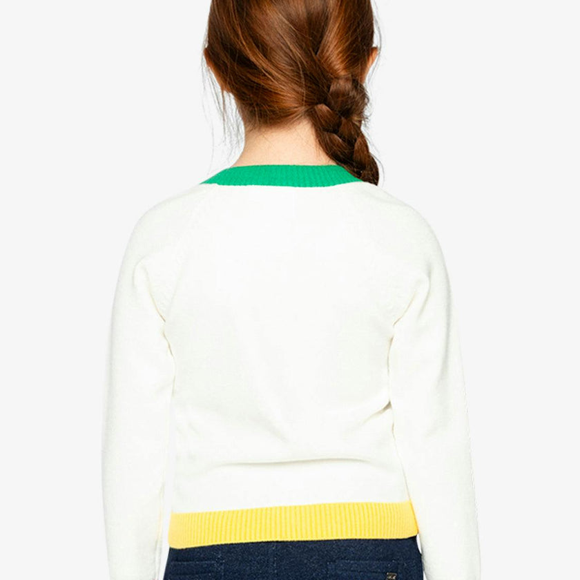 Knitted Cardigan Off-White, Green and Pink
