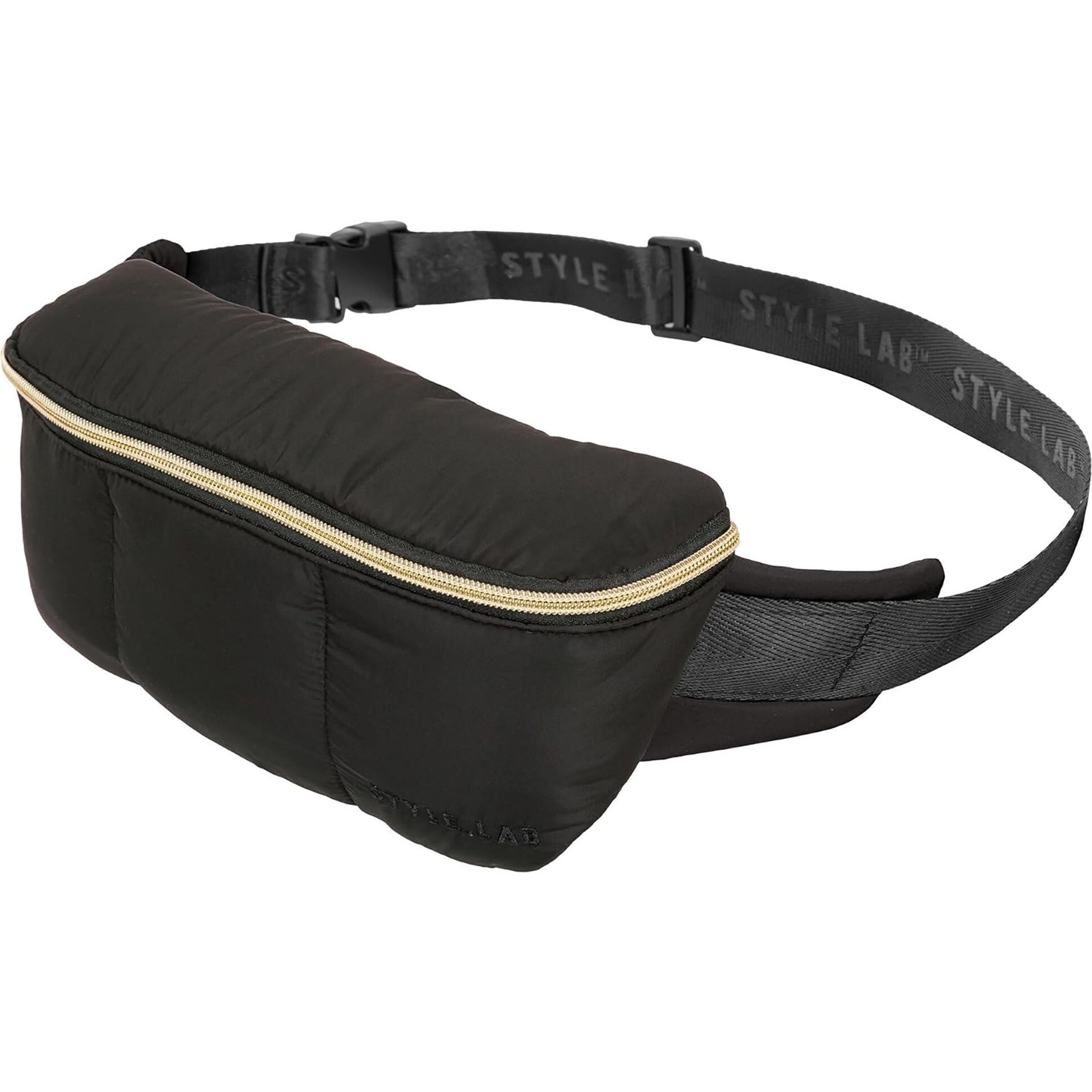 Style.Lab: Bekah Puffer Crossbody Backpack Belt Set - Black