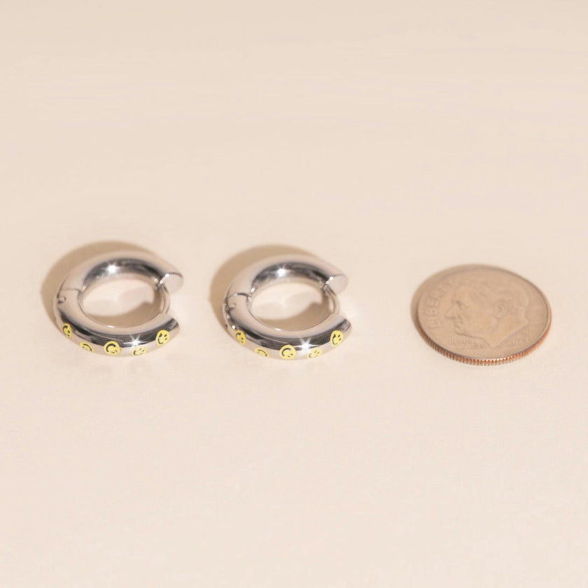 Smiley Chunky Rounded Huggie Hoop Earrings