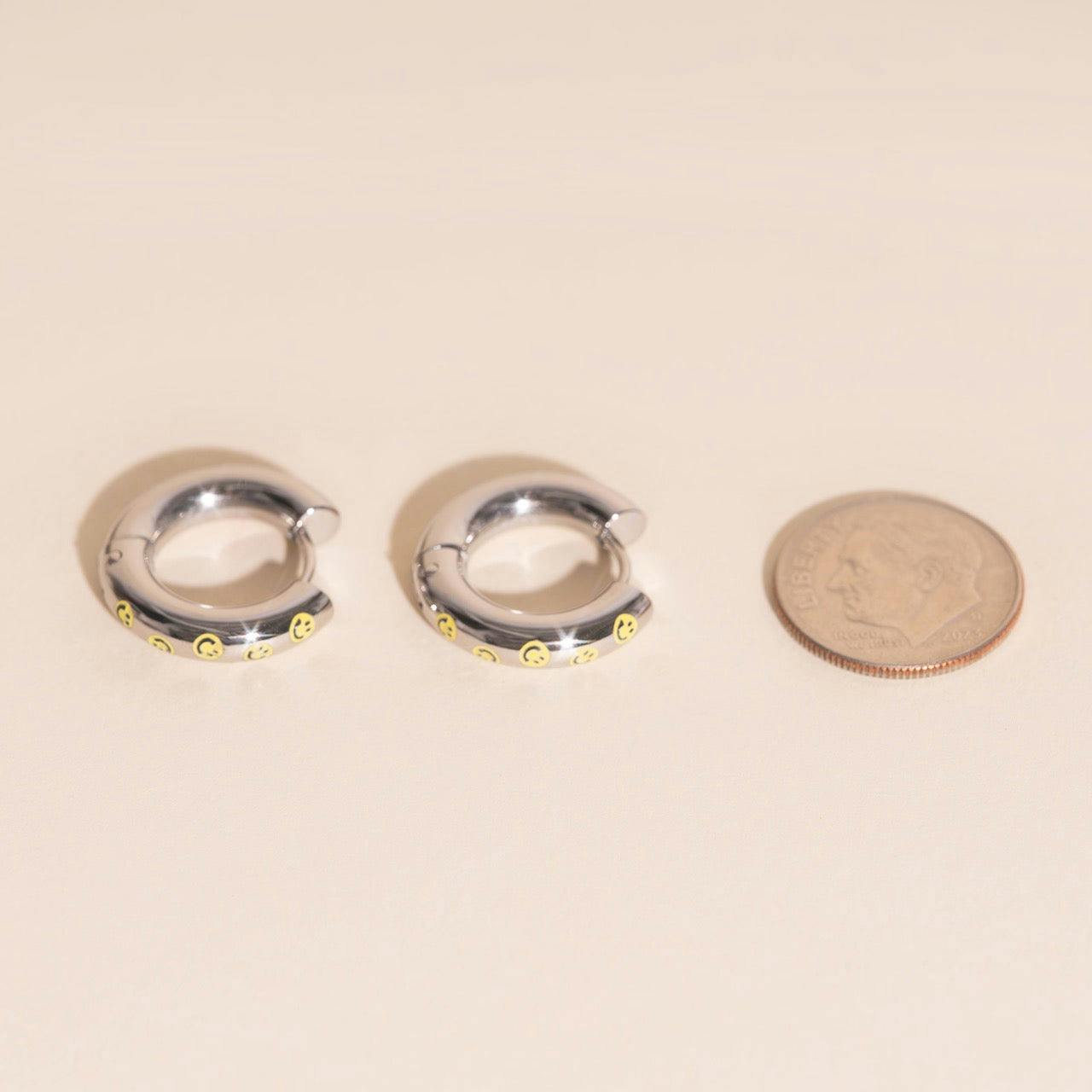 Smiley Chunky Rounded Huggie Hoop Earrings