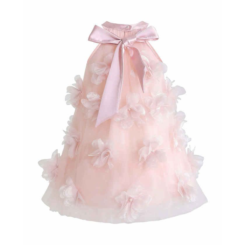 Pink Veloura Floral Bow Dress