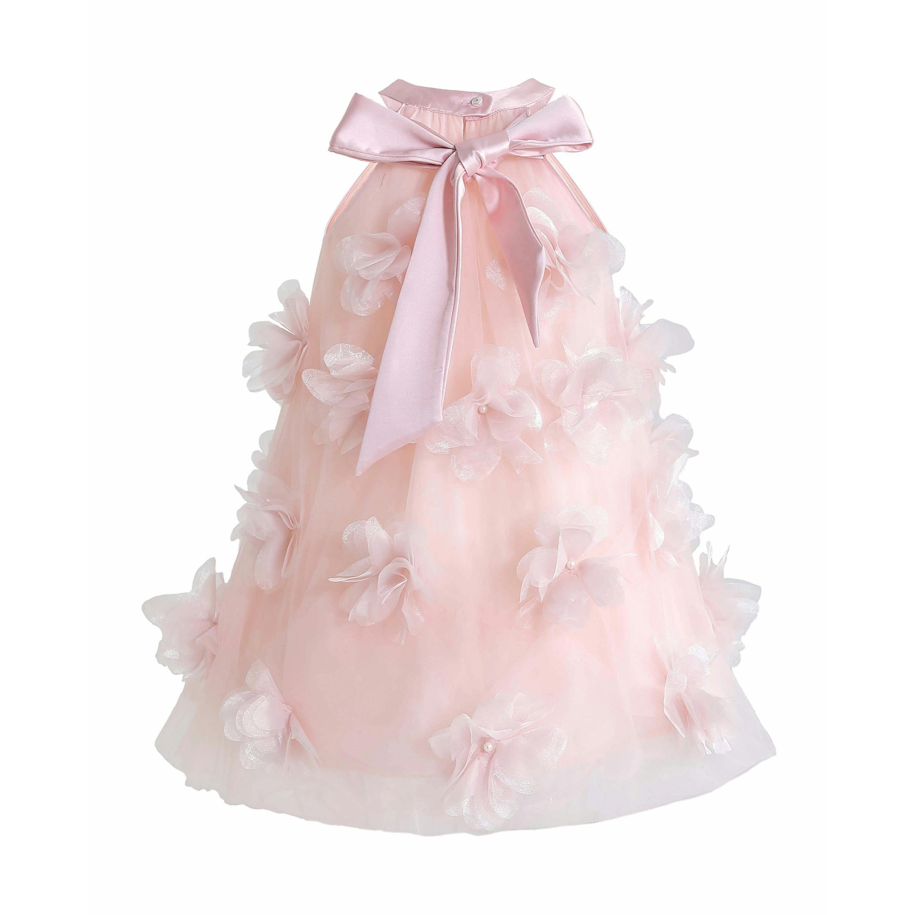 Pink Veloura Floral Bow Dress