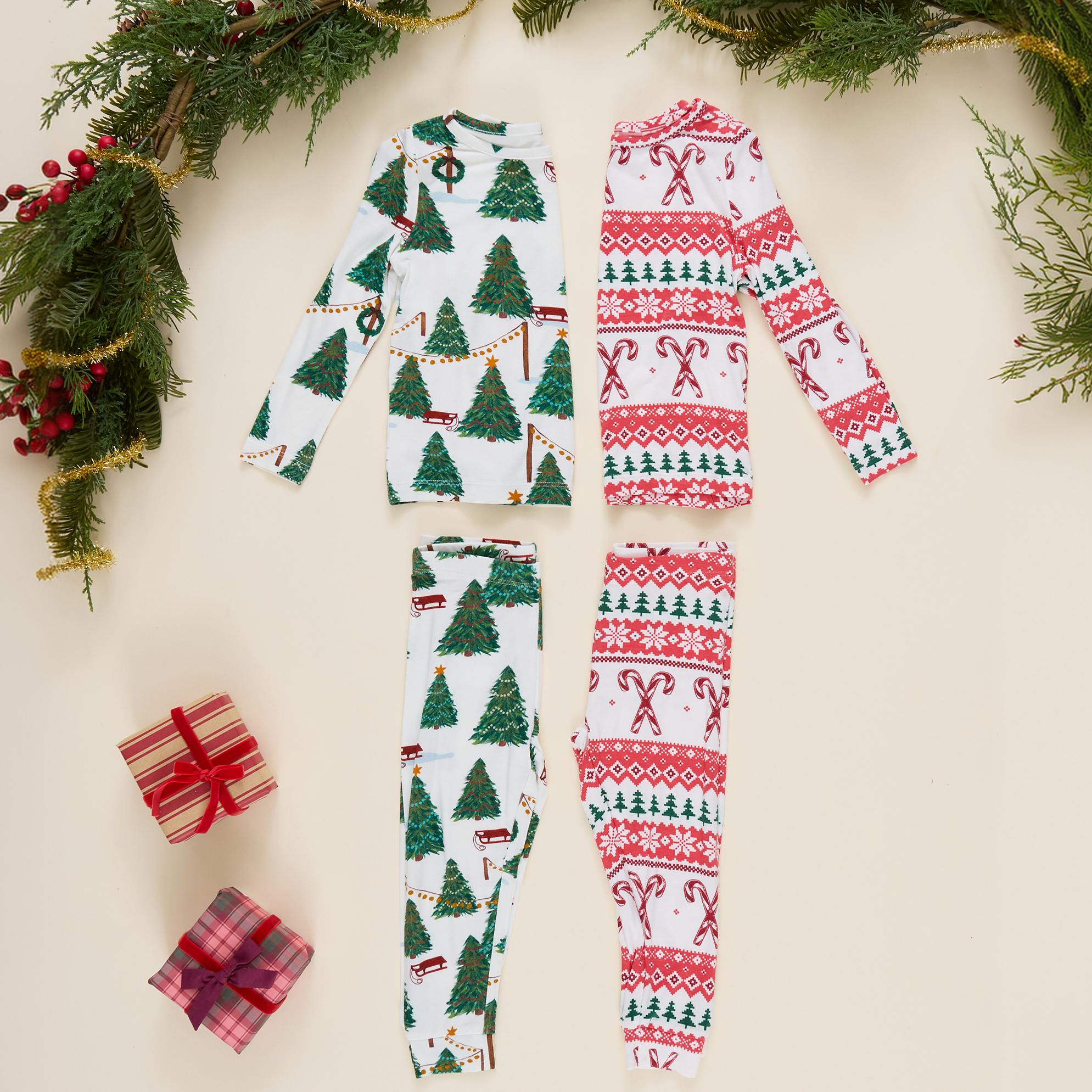 Kids Bamboo PJ Set - Christmas Tree Farm