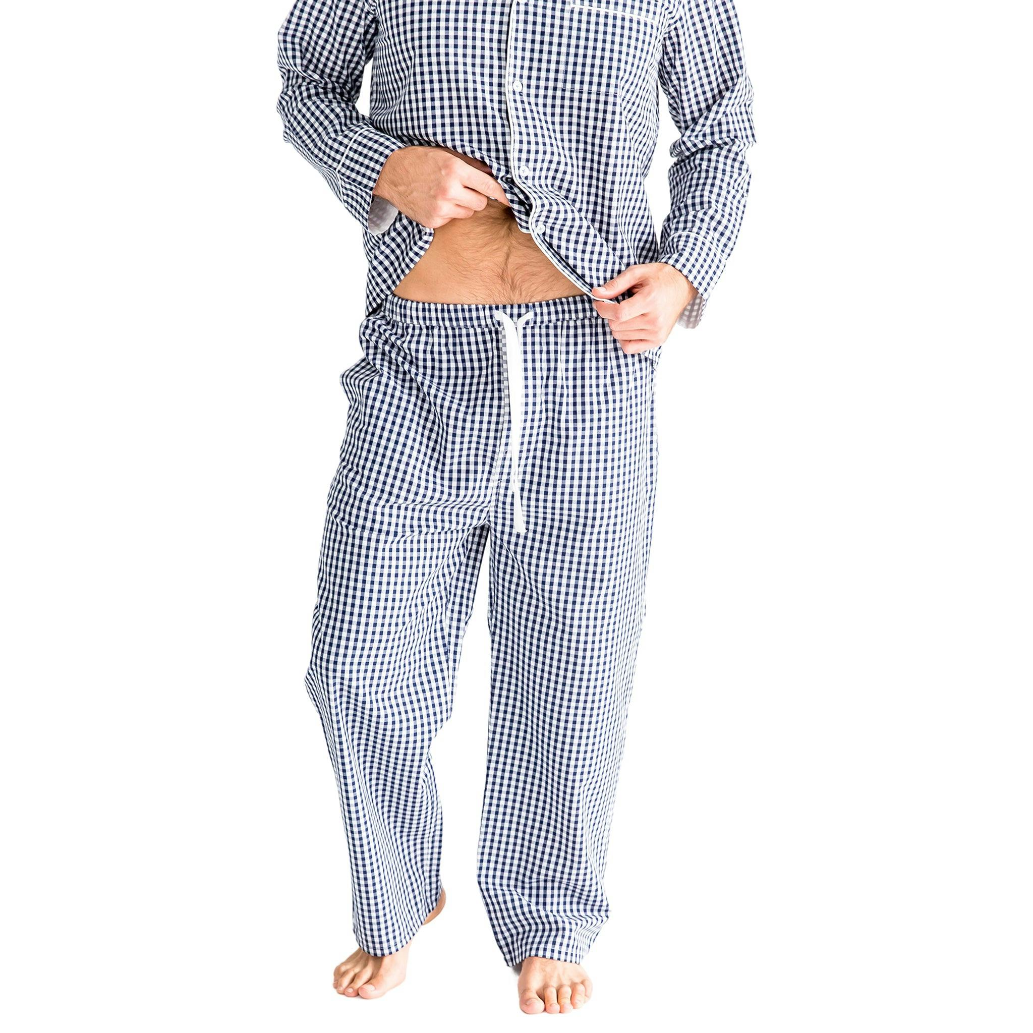 Men's Hepburn Gingham Navy Long PJ Set