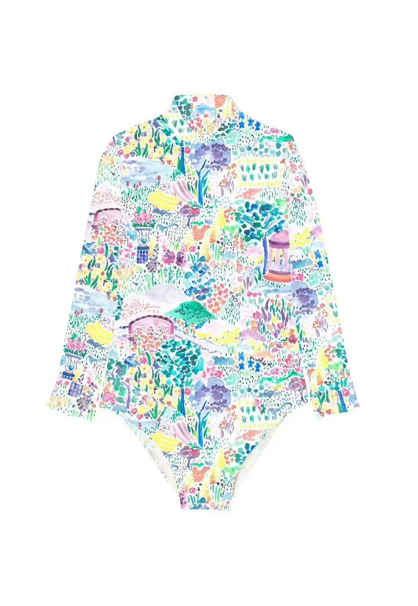 Long Sleeve One-Piece Swimsuit, Pink | BLOOM