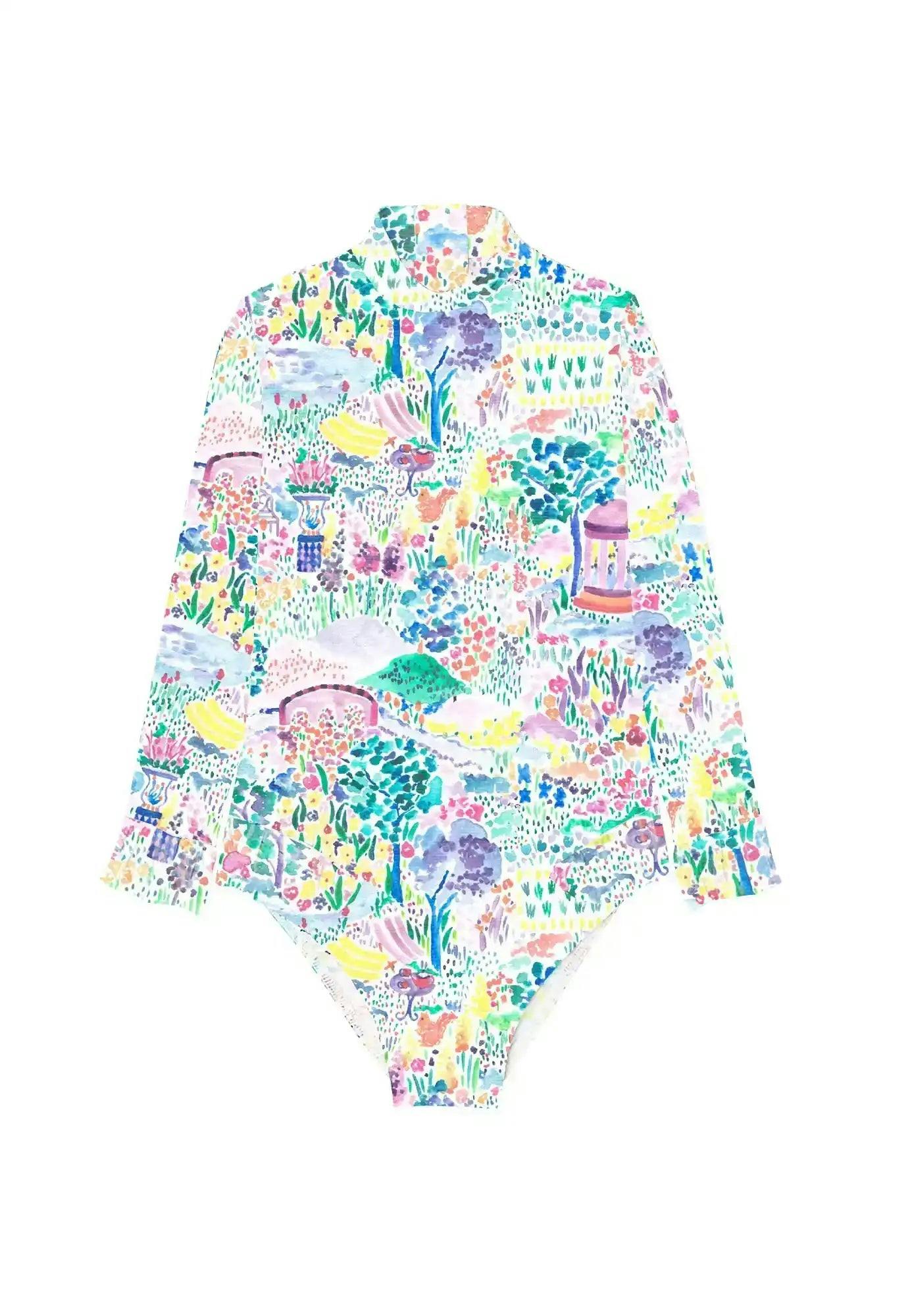 Long Sleeve One-Piece Swimsuit, Pink | BLOOM