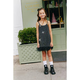 Midnight Crystal Feather Hem Sleeveless Dress