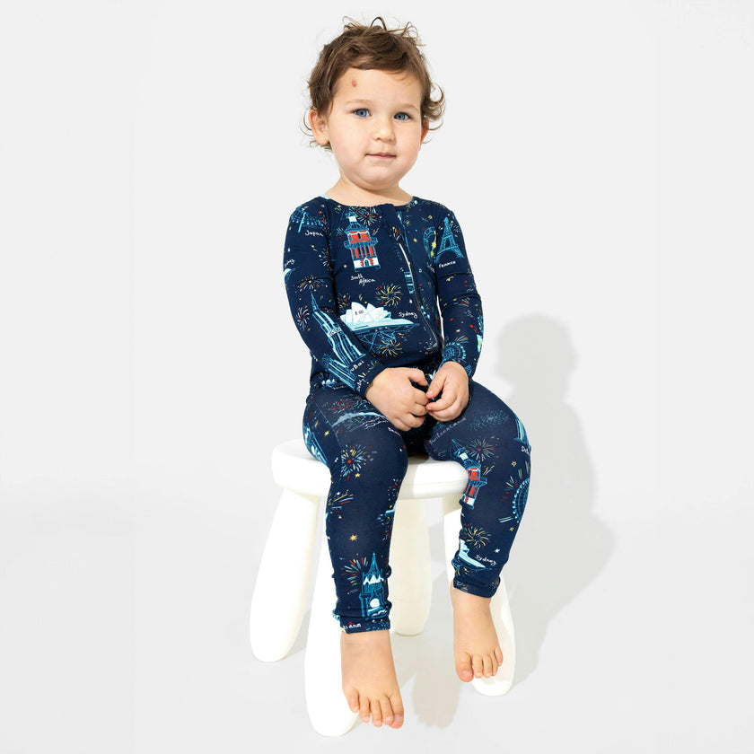 New Year's Worldwide Countdown Bamboo Convertible Footie