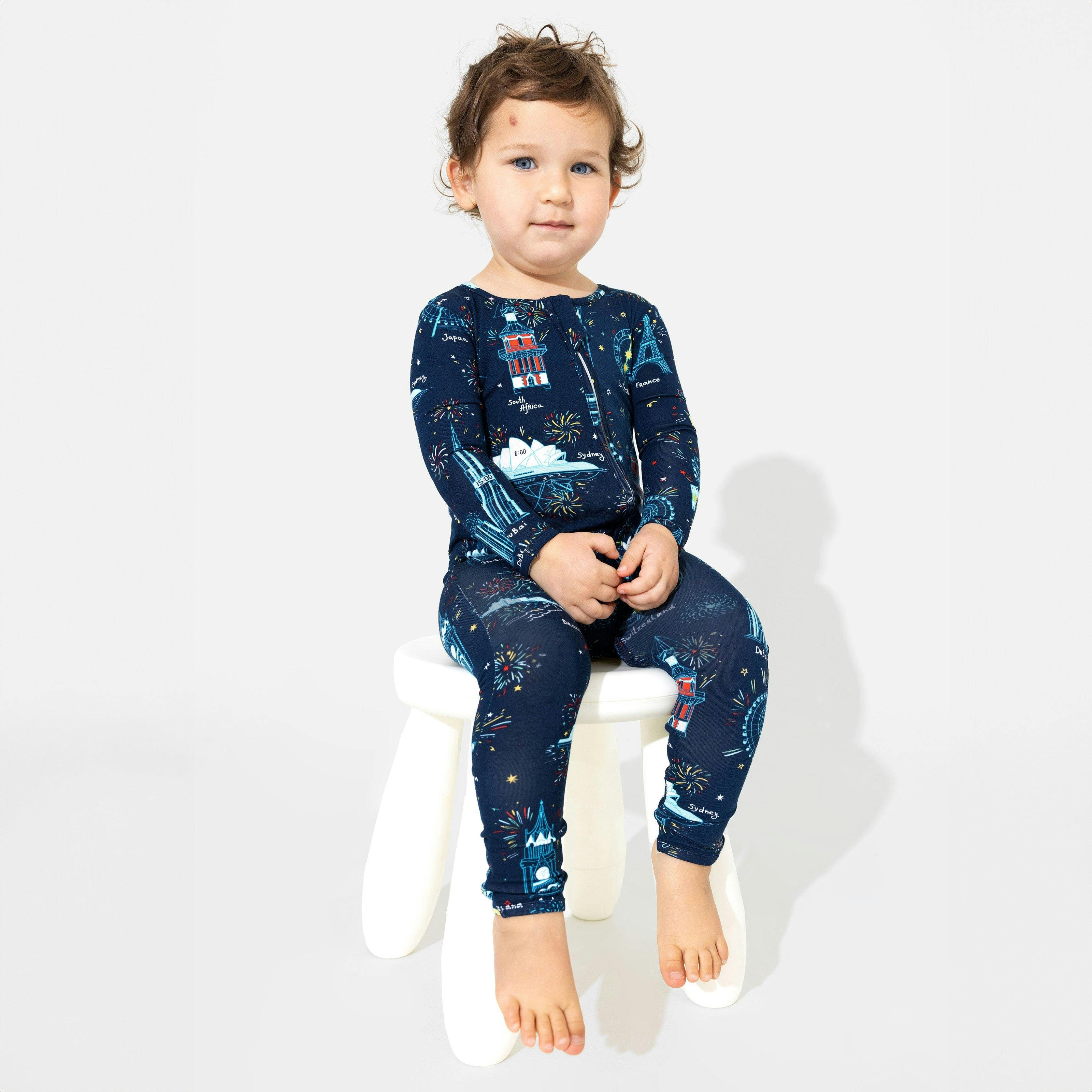 New Year's Worldwide Countdown Bamboo Convertible Footie