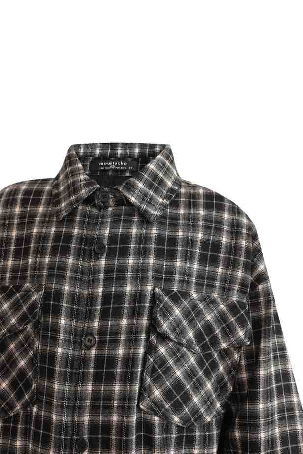 Gray Plaid Flannel Shirt
