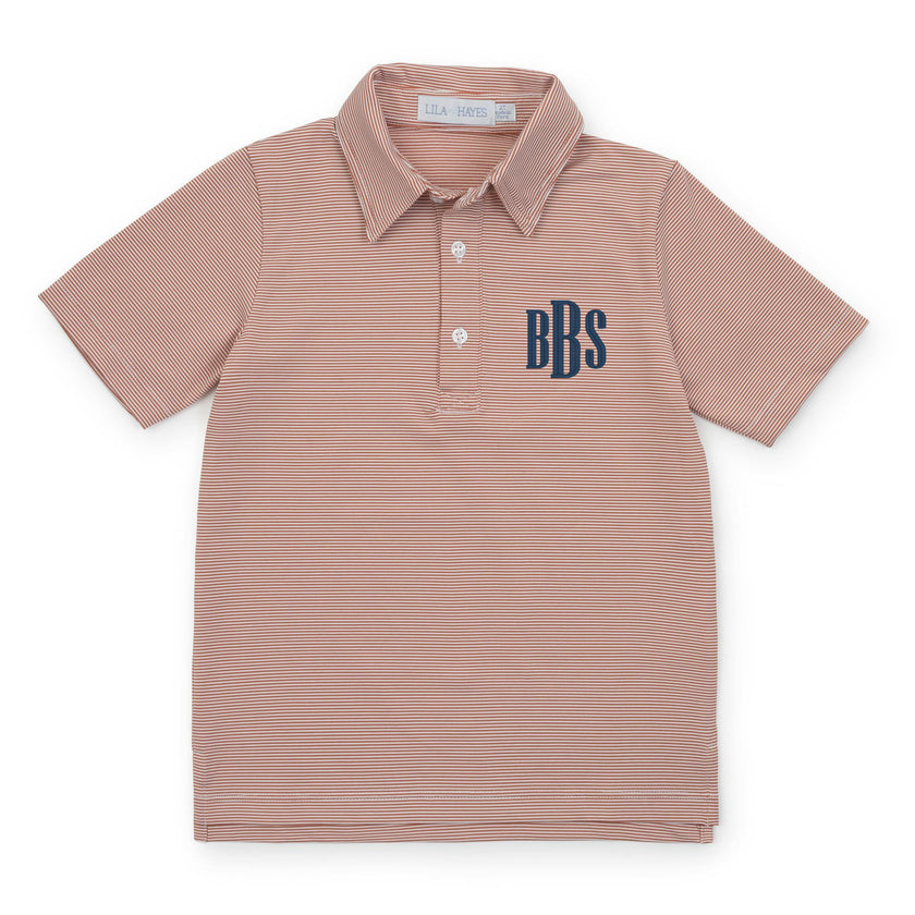 Will Boys' Performance Polo by LH Sport Orange Stripes