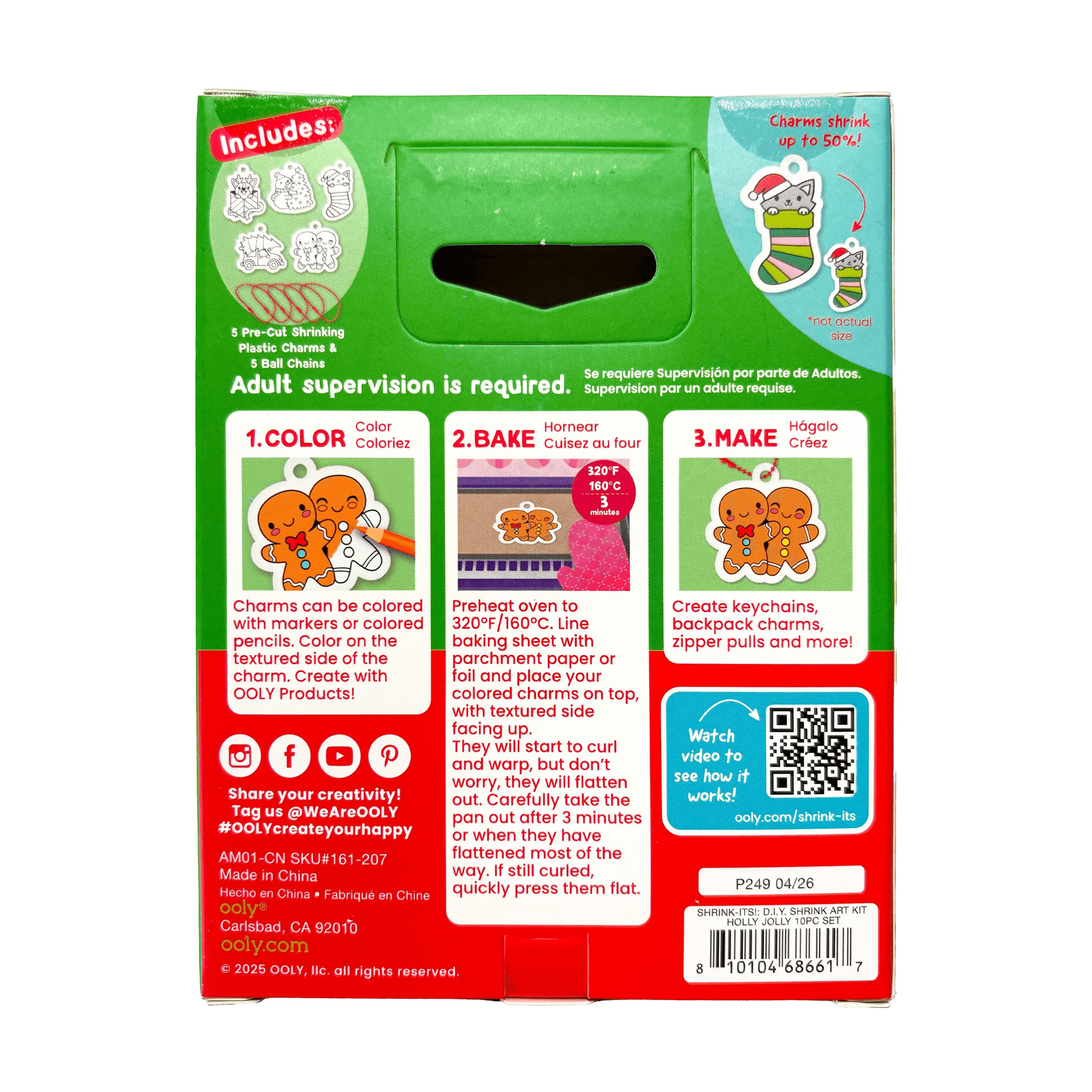 Shrink-Its! Mini DIY Shrink Art Kit - Holly Jolly - 5 Charms