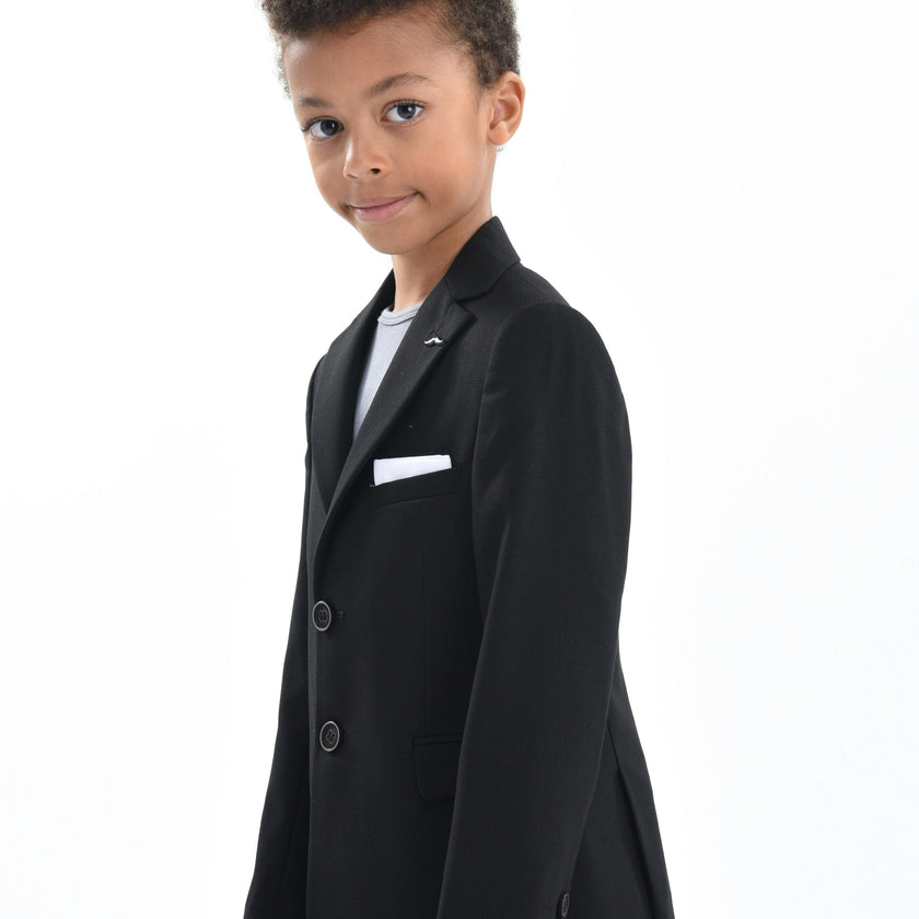 Black Twill Peak Lapel Blazer