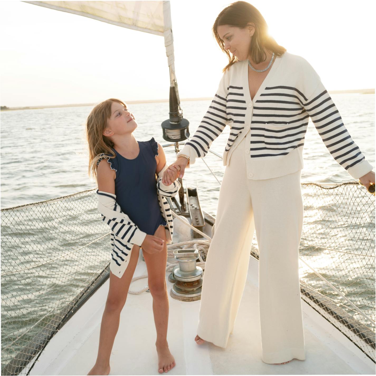 Women's Cream Wide Leg Knit Pant