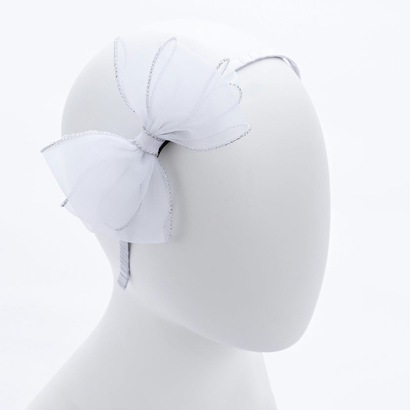 White Shimmer Bow Headband
