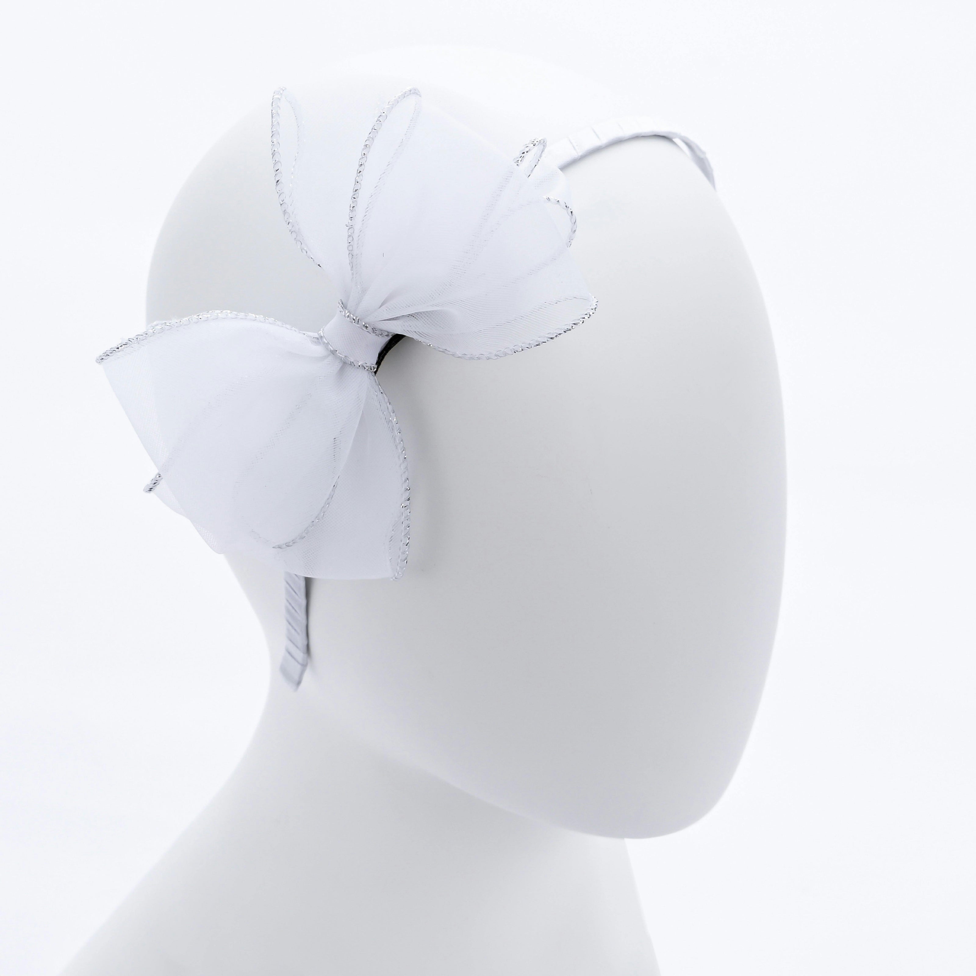 White Shimmer Bow Headband