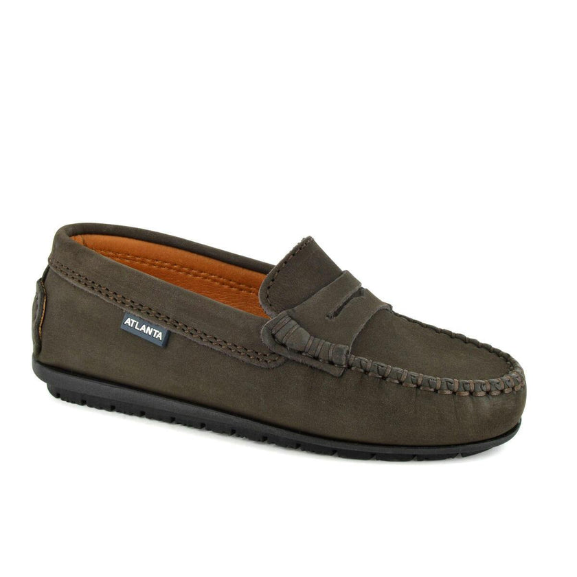 Penny Moccasin in Nubuck, Dark Brown