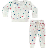 Confetti Hearts Valentine's Day Crewneck Terry Jogger Pant Set