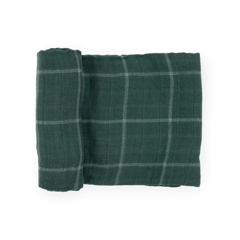 Cotton Muslin Swaddle Blanket - Evergreen Plaid