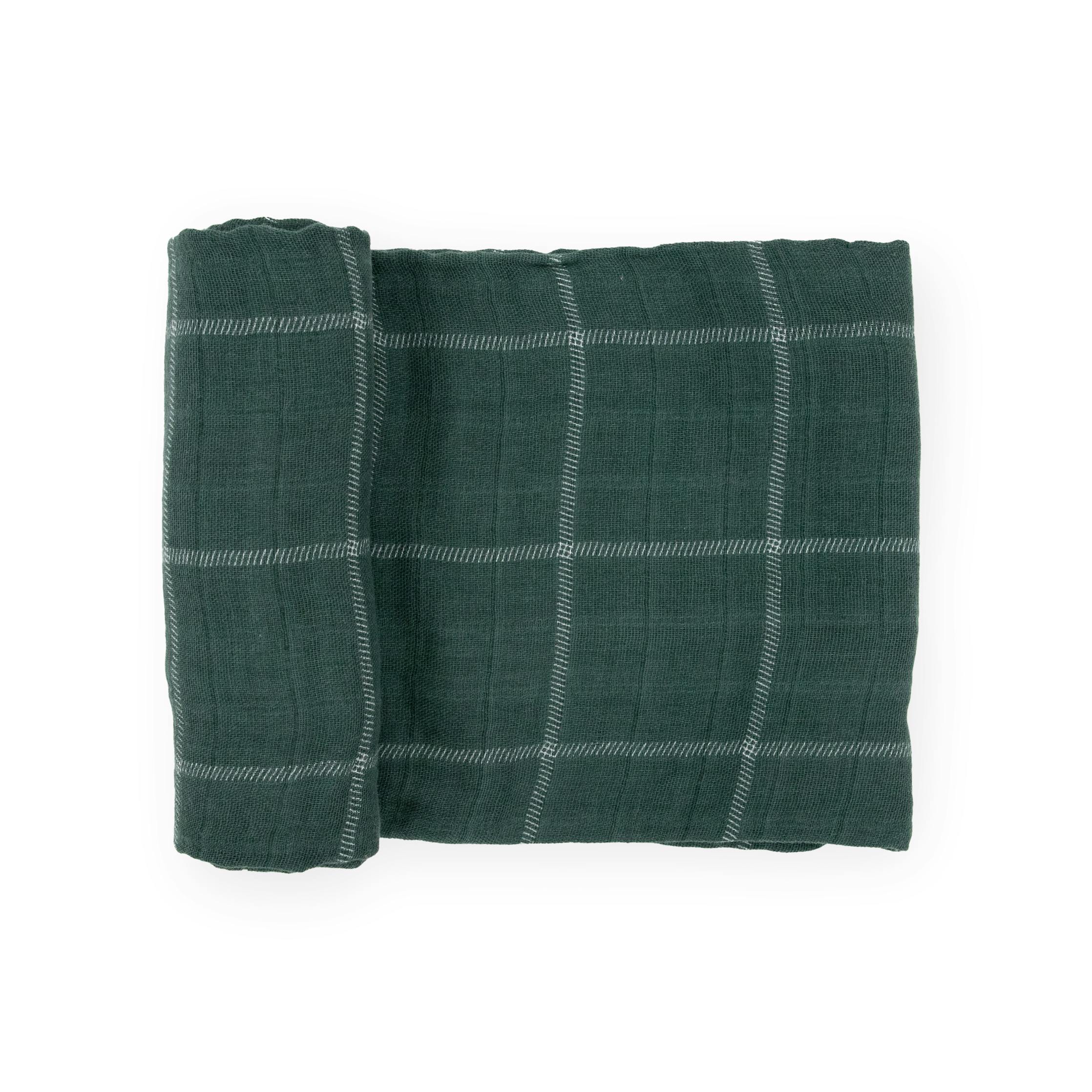 Cotton Muslin Swaddle Blanket - Evergreen Plaid
