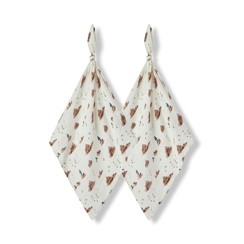 Sandcastle Organic Cotton Muslin Two-Piece Burp Cloth Set