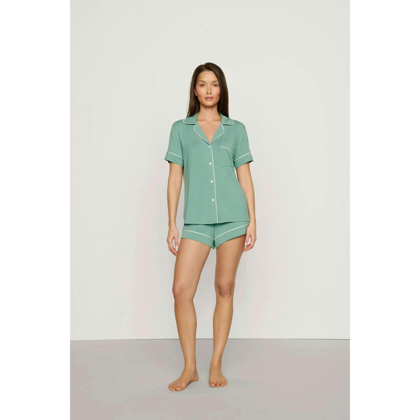 Gisele TENCEL™ Modal Relaxed Short PJ Set, SEAGRASS/WHITE