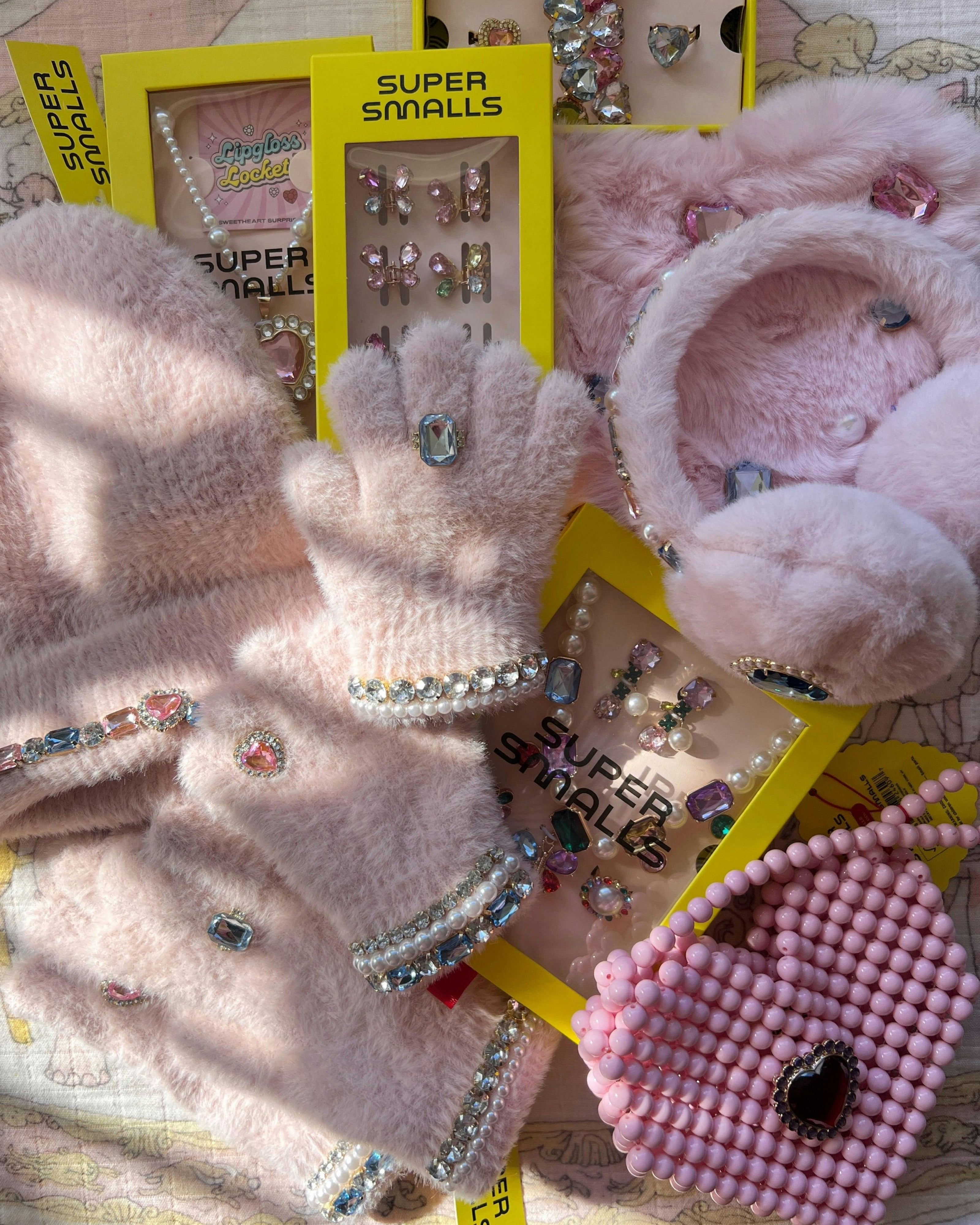 Cotton Candy Jeweled Gloves