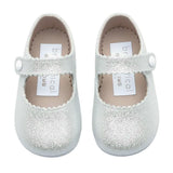 Emma British Pre-Walker Baby Shoes - White Glitter