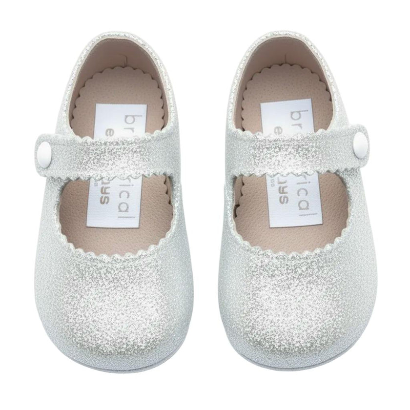 Emma British Pre-Walker Baby Shoes - White Glitter