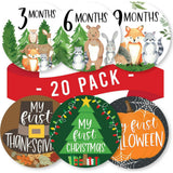 6-Piece Woodland Baby Closet Dividers & 20-Piece Baby Milestone Stickers Baby Shower Gift