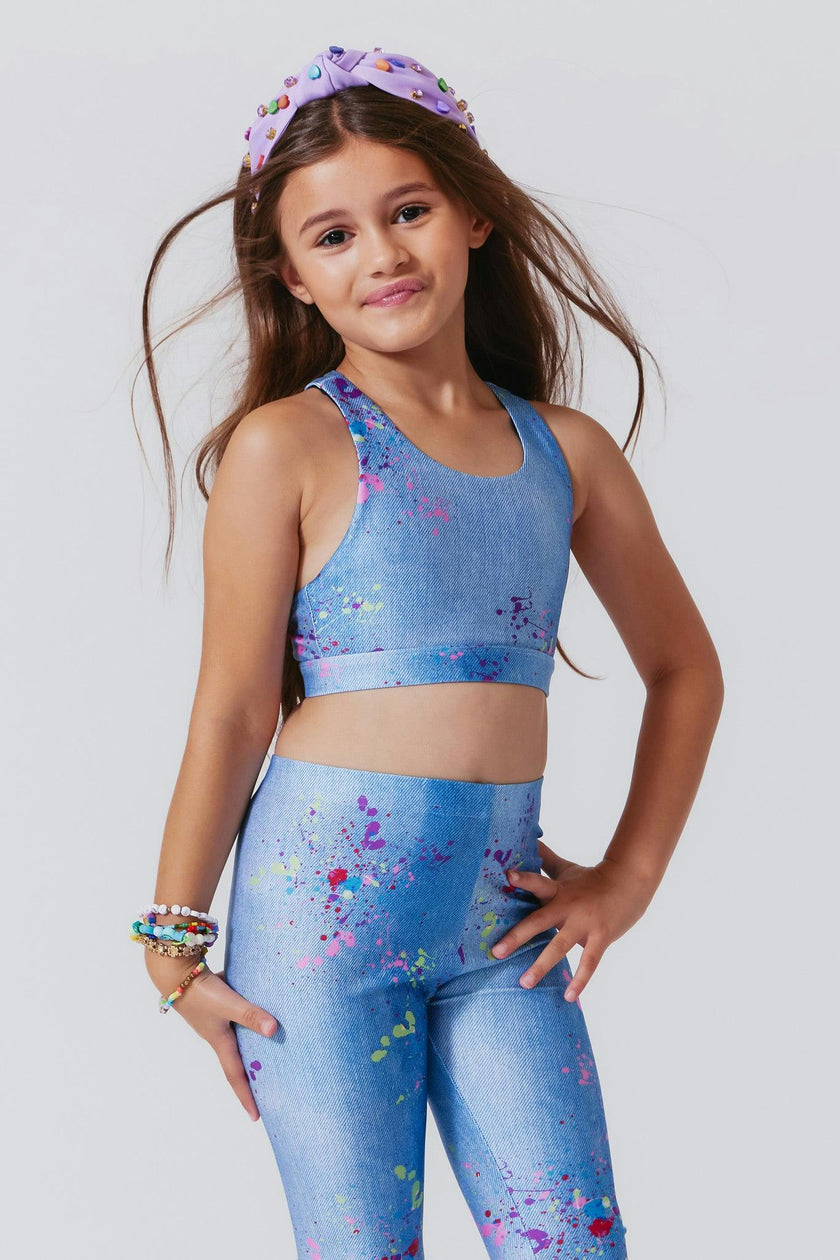 Girls Hi-Shine Scoop Neck Racer Back Sports Bra