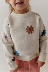 Girls Knit Sweater in Flower Pop