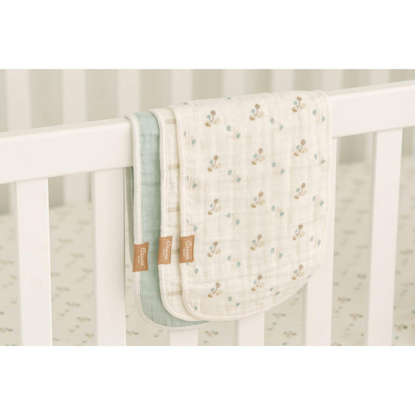 Organic Cotton 3-Piece Poppy Burp Cloth Set