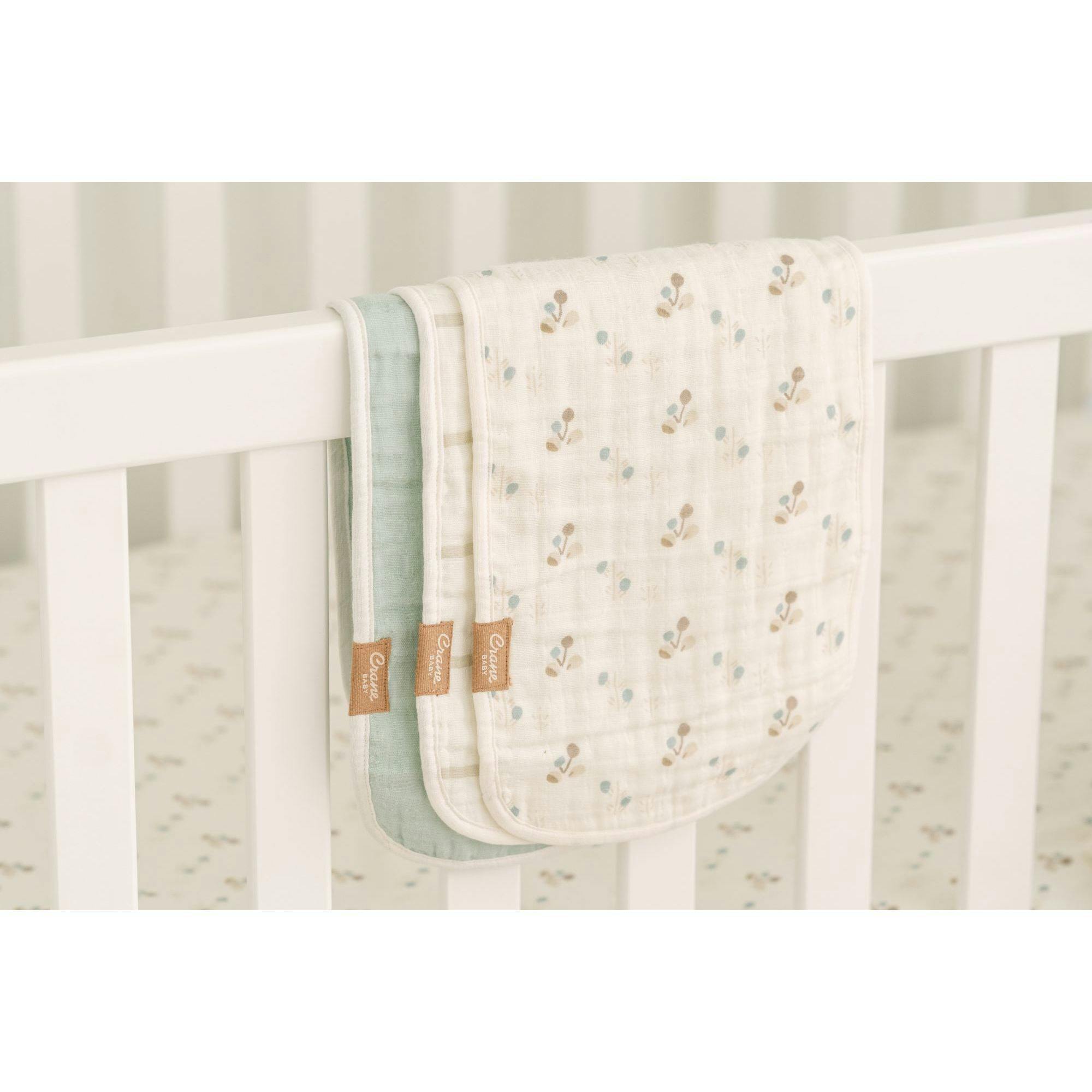 Organic Cotton 3-Piece Poppy Burp Cloth Set