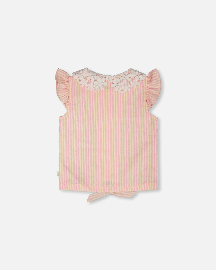 Sleeveless Shirt With Crochet Collar
