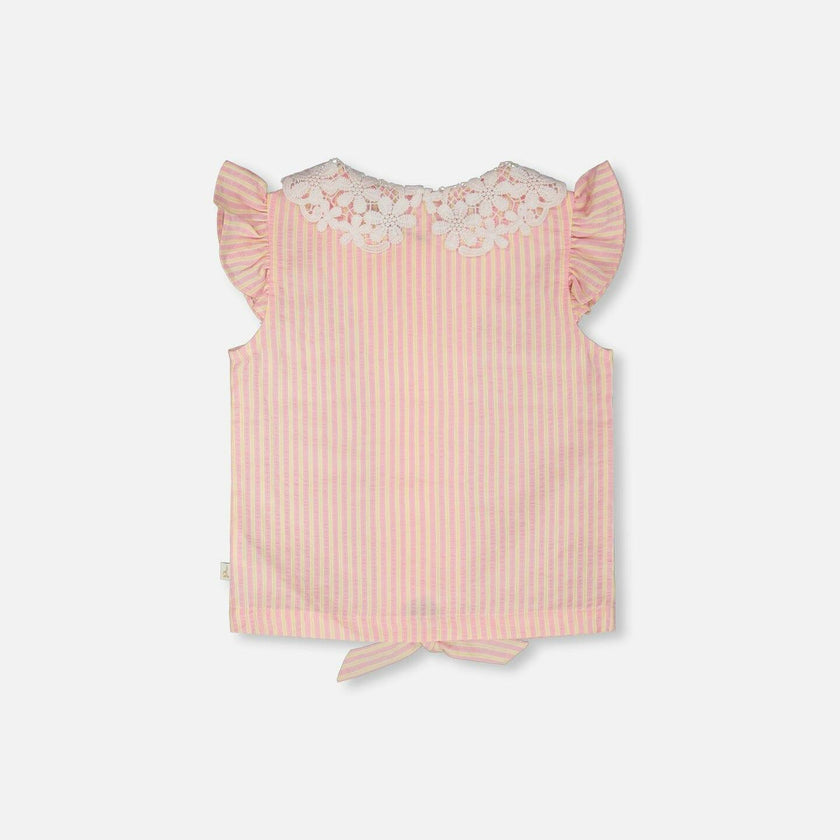 Sleeveless Shirt With Crochet Collar