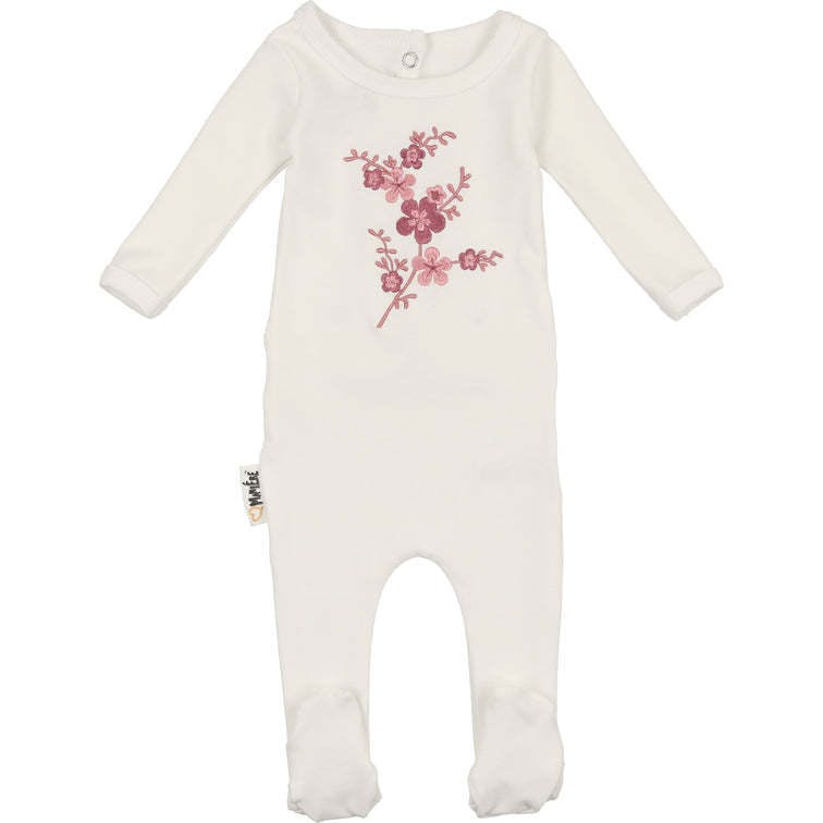 Floral Embroidered Footie