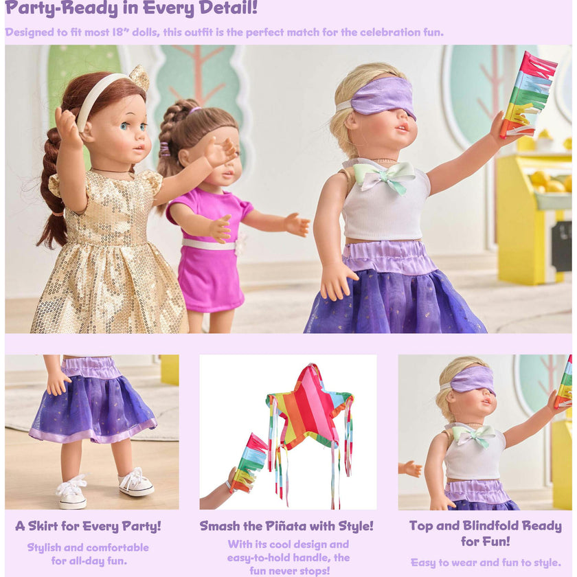 18'' Doll Piñata Birthday Party Outfit Set with Accessories