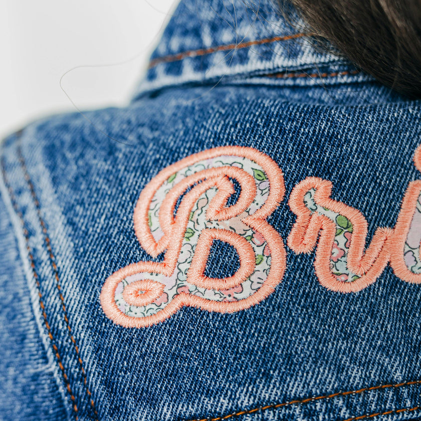 Custom Embroidered Applique Denim Jacket, Floral Multi