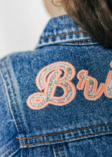 Custom Embroidered Applique Denim Jacket, Floral Multi