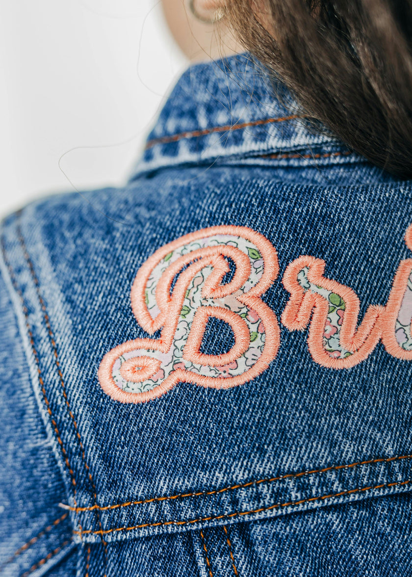 Custom Embroidered Applique Denim Jacket, Floral Multi