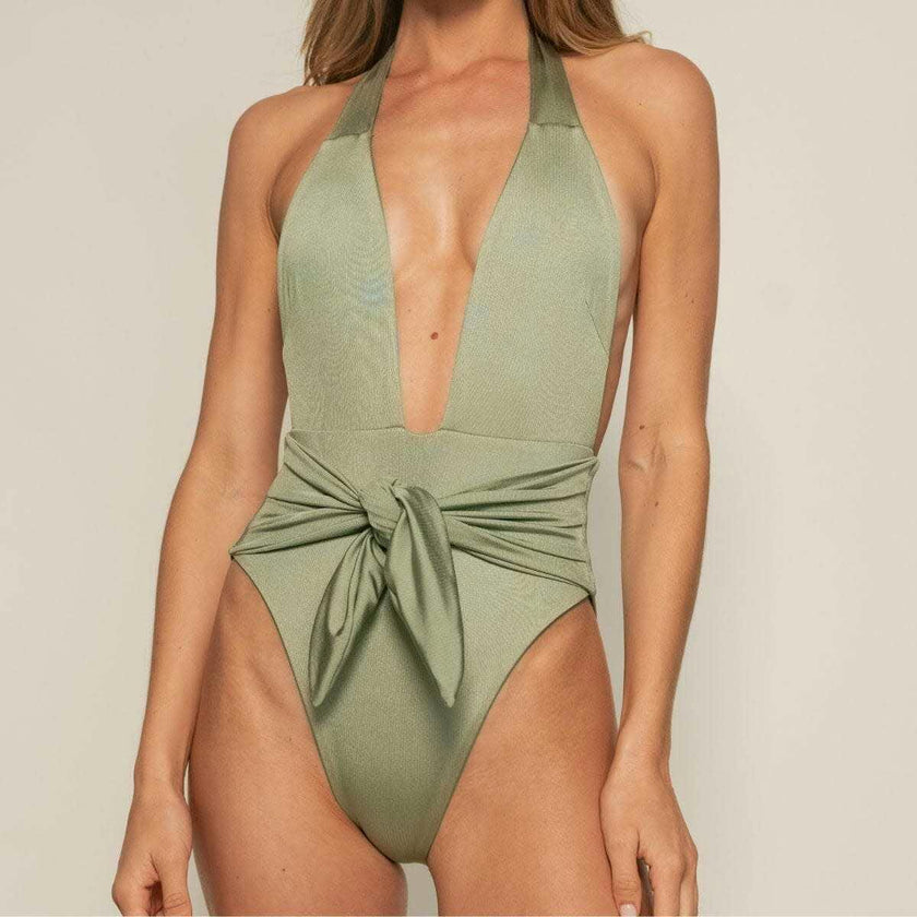 Women's Rib Tropez Tie-Up One-Piece Swimsuit